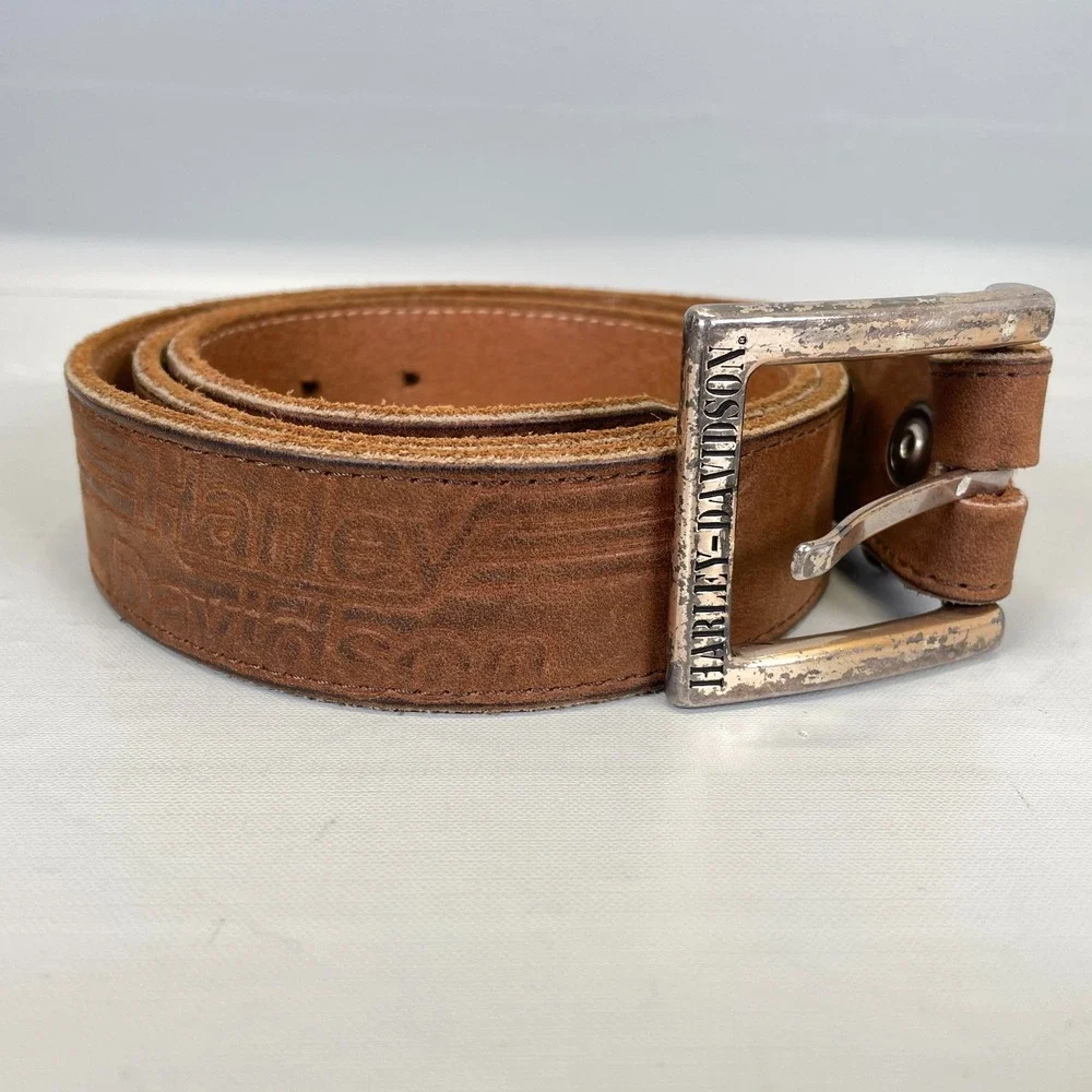 Harley-Davidson Belt Mens Size 40 Brown Leather Western Biker Buckle - USA
